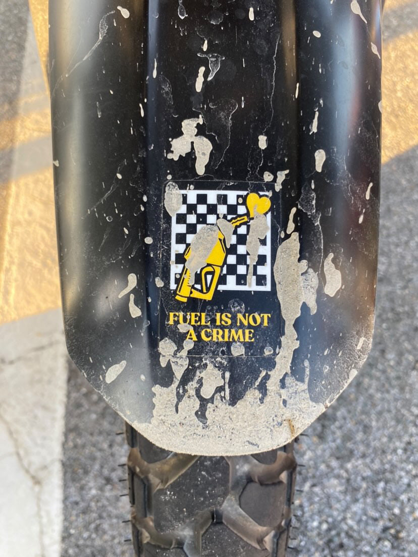 FUEL IS NOT A CRIME STICKER