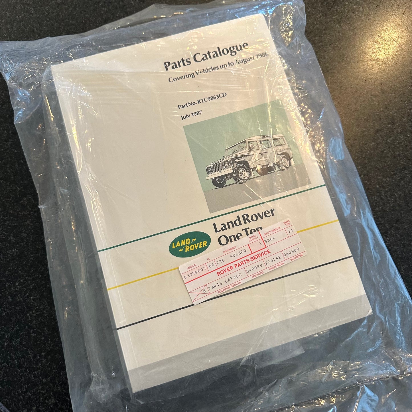 One Ten Parts Catalogue Up To August 1986