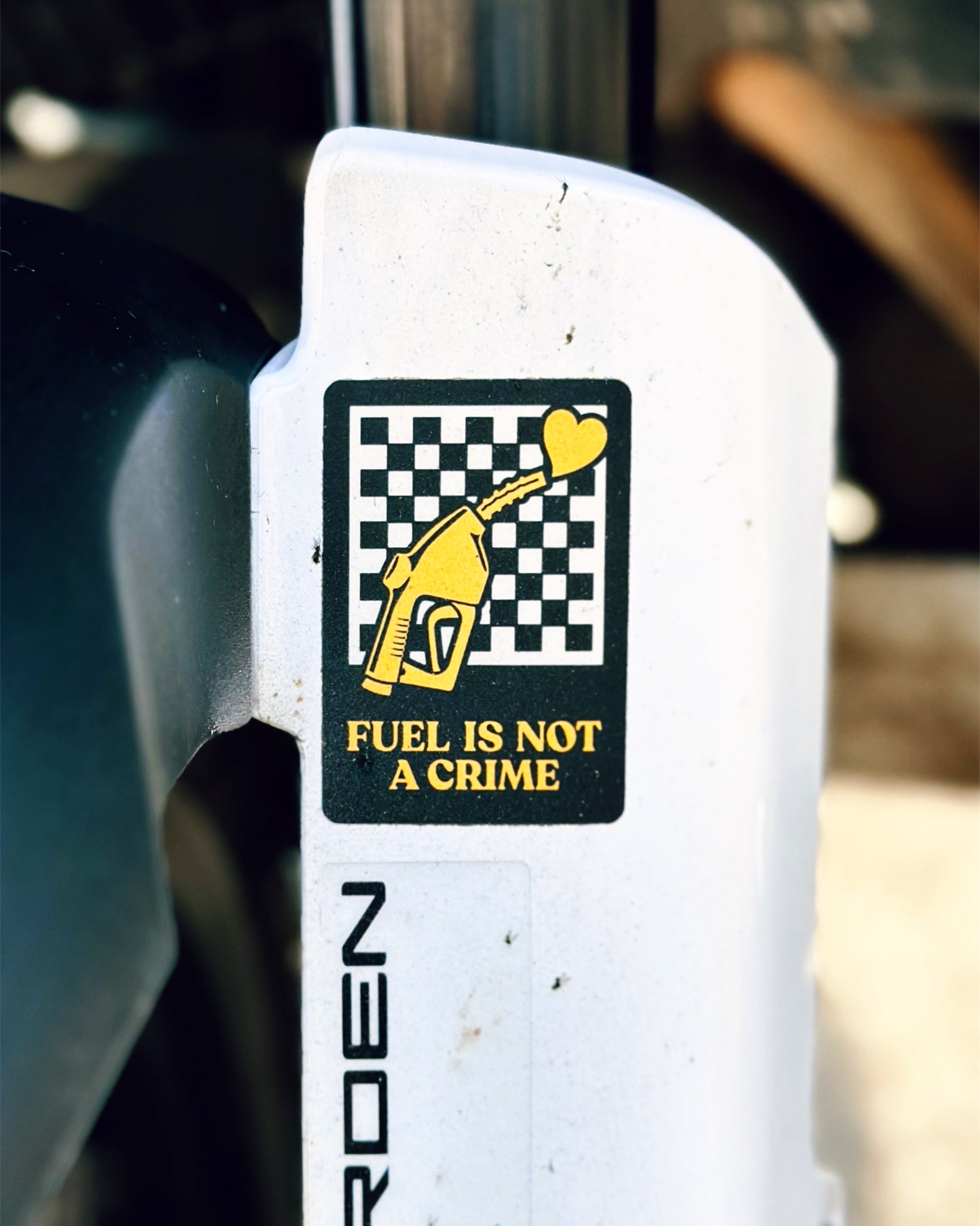 FUEL IS NOT A CRIME STICKER