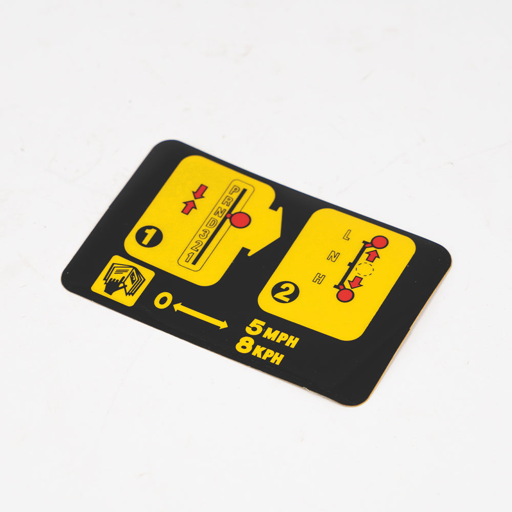 VERSNELLINGSBAK INSTRUCTIE LABEL DECAL