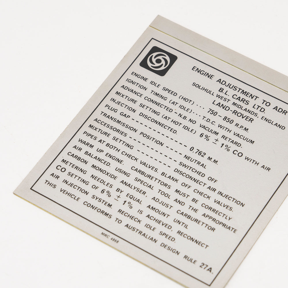 STICKER VOOR MOTORAFSTELLING